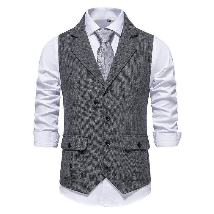 Gilet homme en tissu tissé – style vintage formel