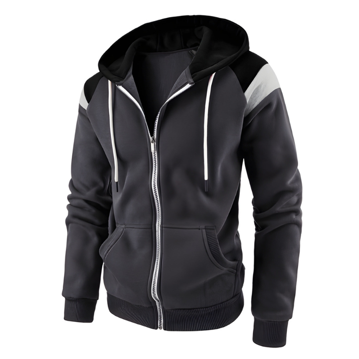 Hoodie homme colorblock zippé – coupe loose sportive