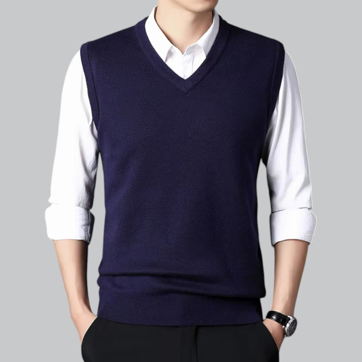 Gilet homme en maille col V – confort classique
