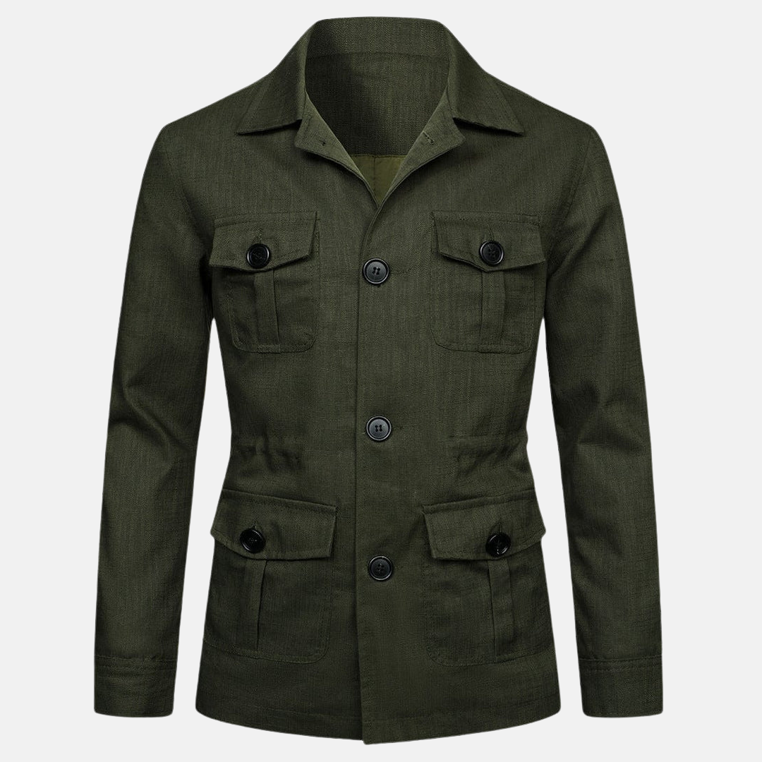 Veste homme en lin multipoches – légère et casual