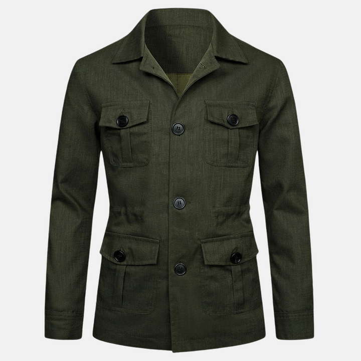 Veste homme en lin multipoches – légère et casual