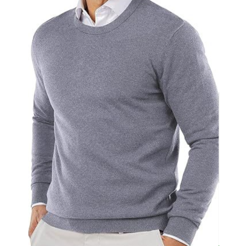 Pull homme col rond uni – confort intemporel