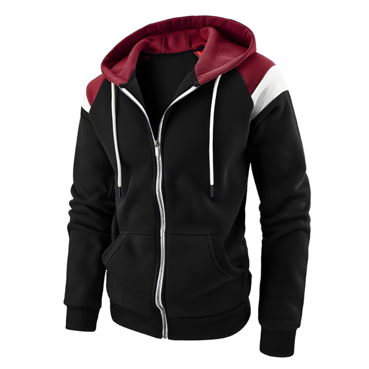 Hoodie homme colorblock zippé – coupe loose sportive