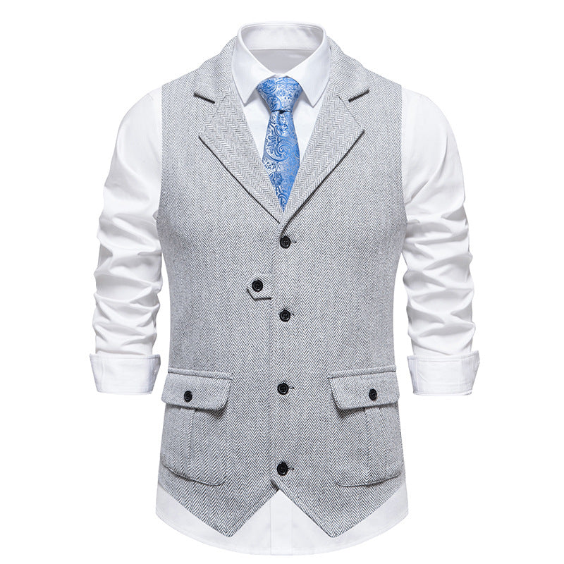 Gilet homme en tissu tissé – style vintage formel