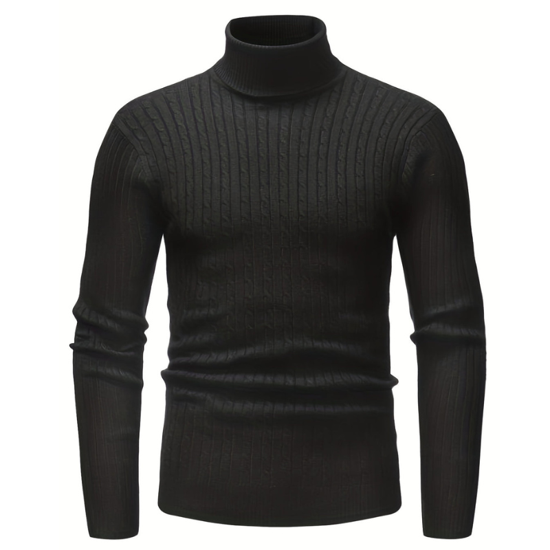 Pull col roulé homme slim fit – maille côtelée chaude