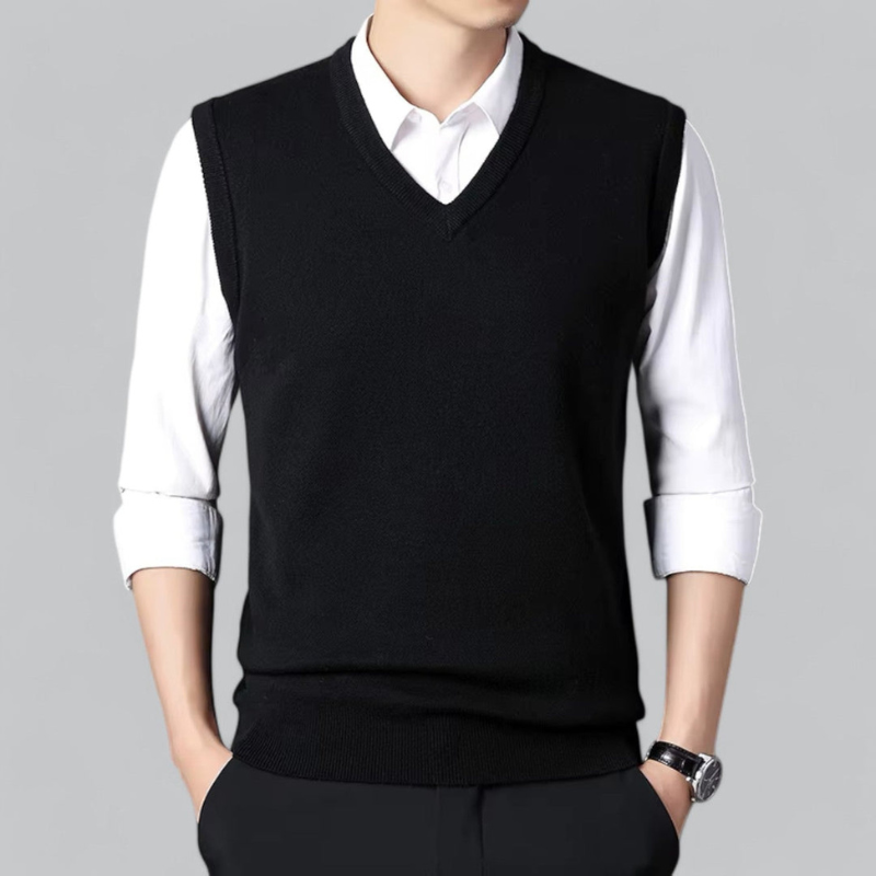 Gilet homme en maille col V – confort classique