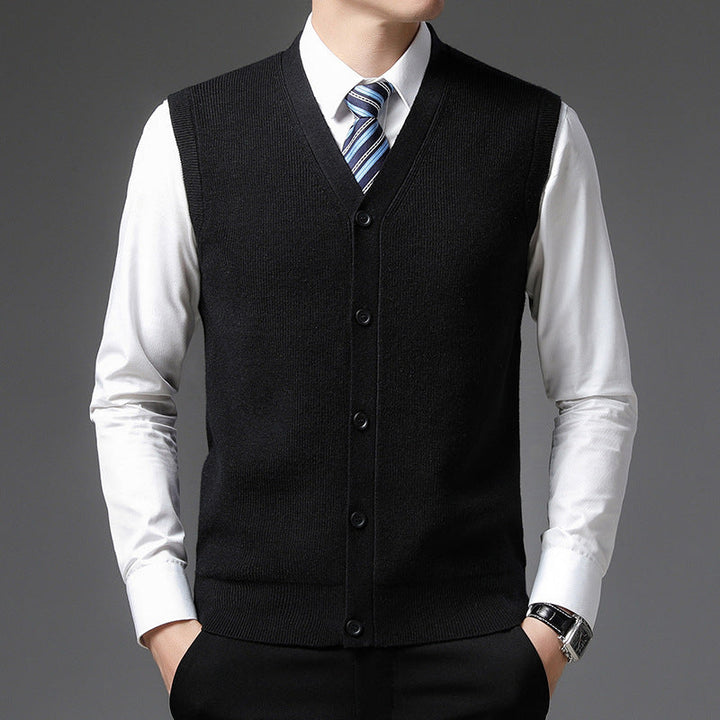 Gilet homme sans manches col V – boutonnage slim fit