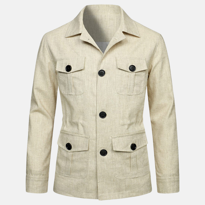 Veste homme en lin multipoches – légère et casual