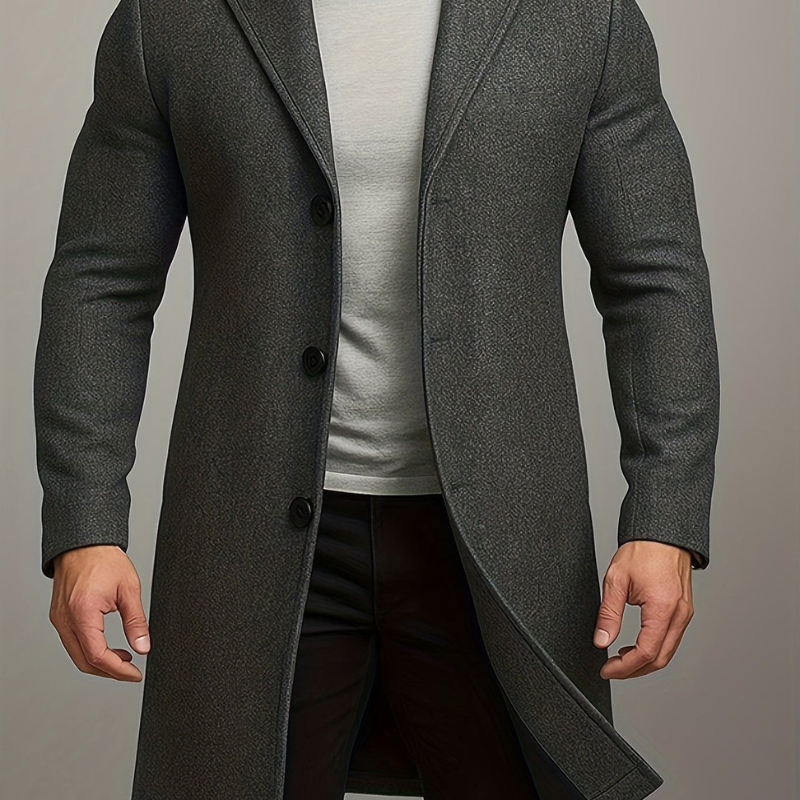 Manteau homme long à boutons – coupe-vent et élégant