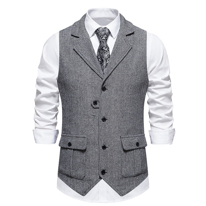 Gilet homme en tissu tissé – style vintage formel