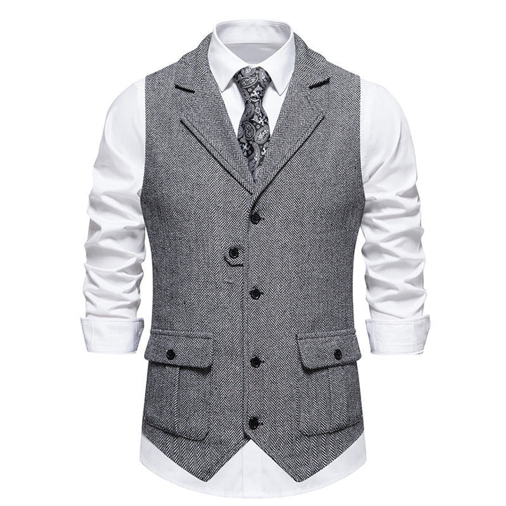 Gilet homme en tissu tissé – style vintage formel