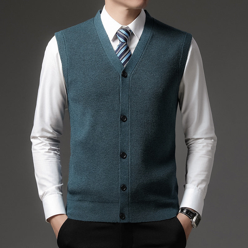 Gilet homme sans manches col V – boutonnage slim fit