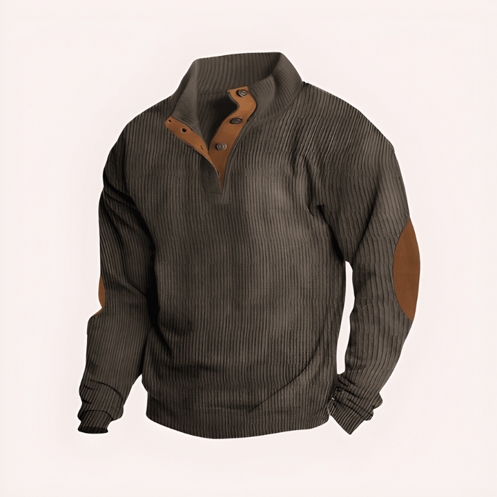 Pull homme col montant boutonné – maille chaude