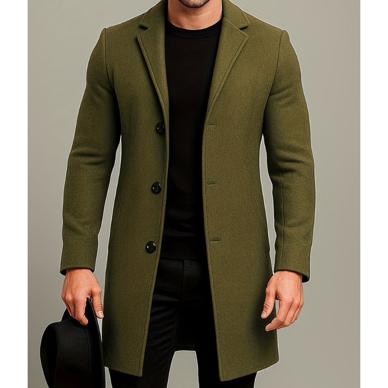 Manteau homme long à boutons – coupe-vent et élégant
