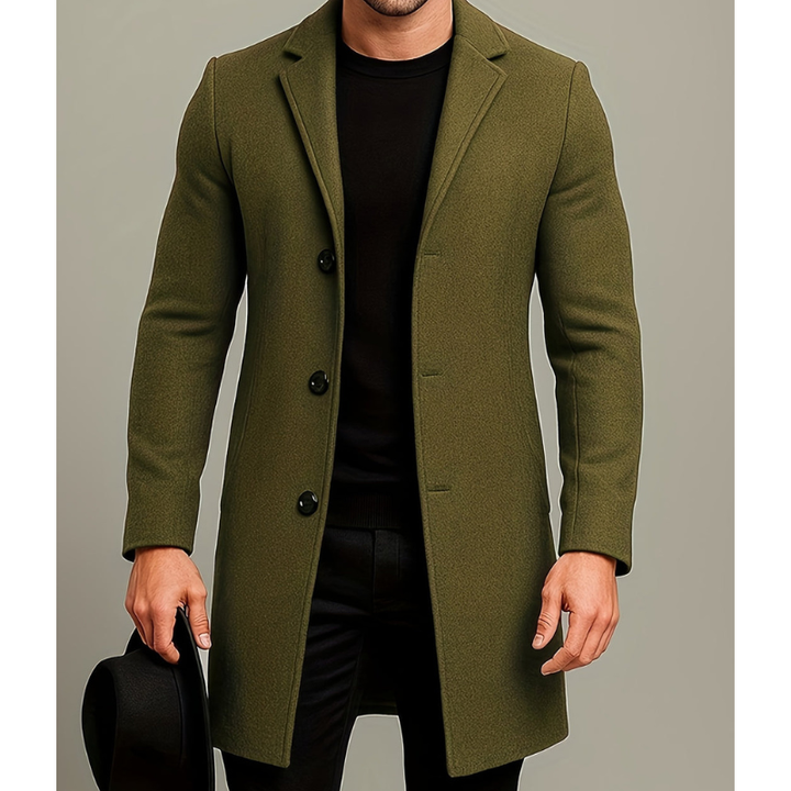 Manteau homme long à boutons – coupe-vent et élégant