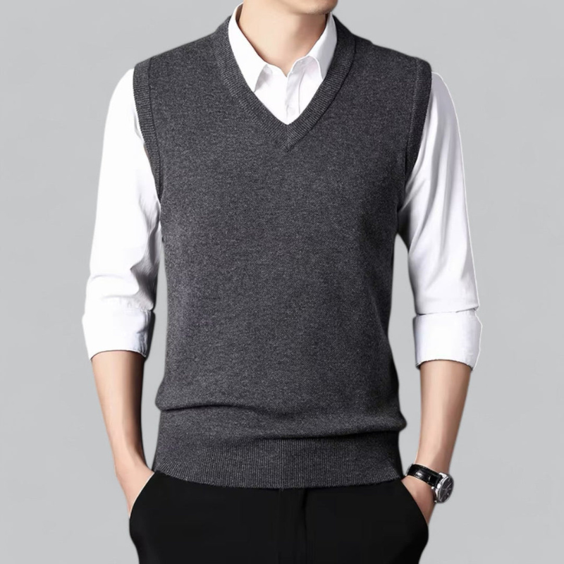 Gilet homme en maille col V – confort classique