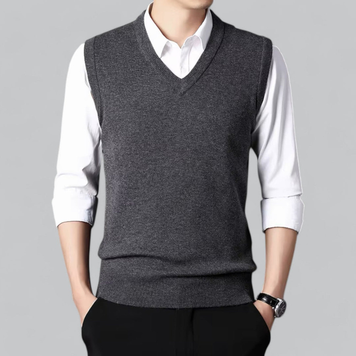 Gilet homme en maille col V – confort classique
