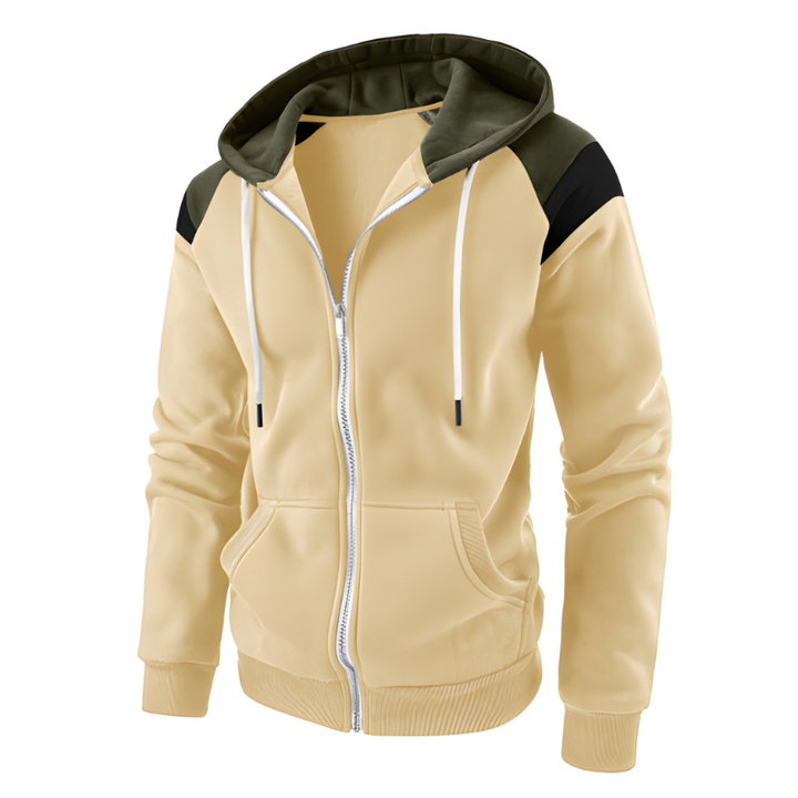 Hoodie homme colorblock zippé – coupe loose sportive