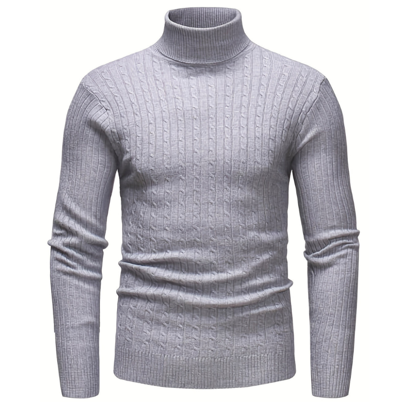 Pull col roulé homme slim fit – maille côtelée chaude