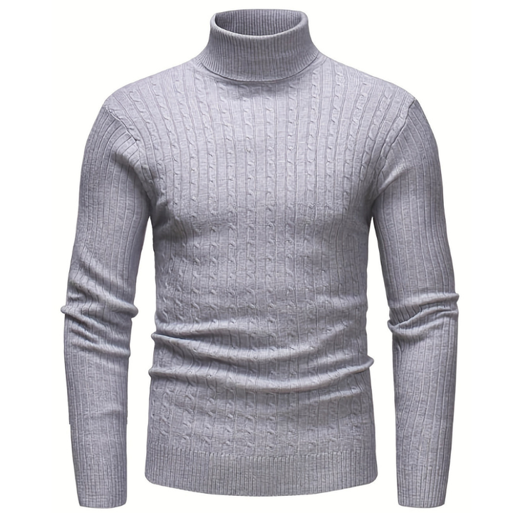 Pull col roulé homme slim fit – maille côtelée chaude