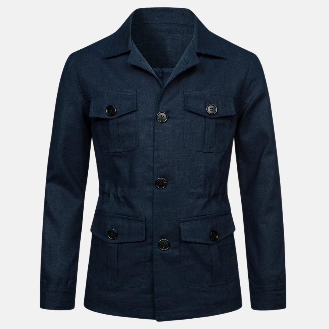 Veste homme en lin multipoches – légère et casual