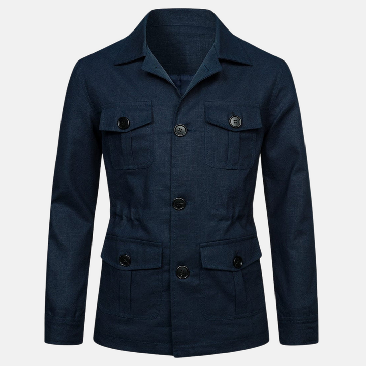 Veste homme en lin multipoches – légère et casual