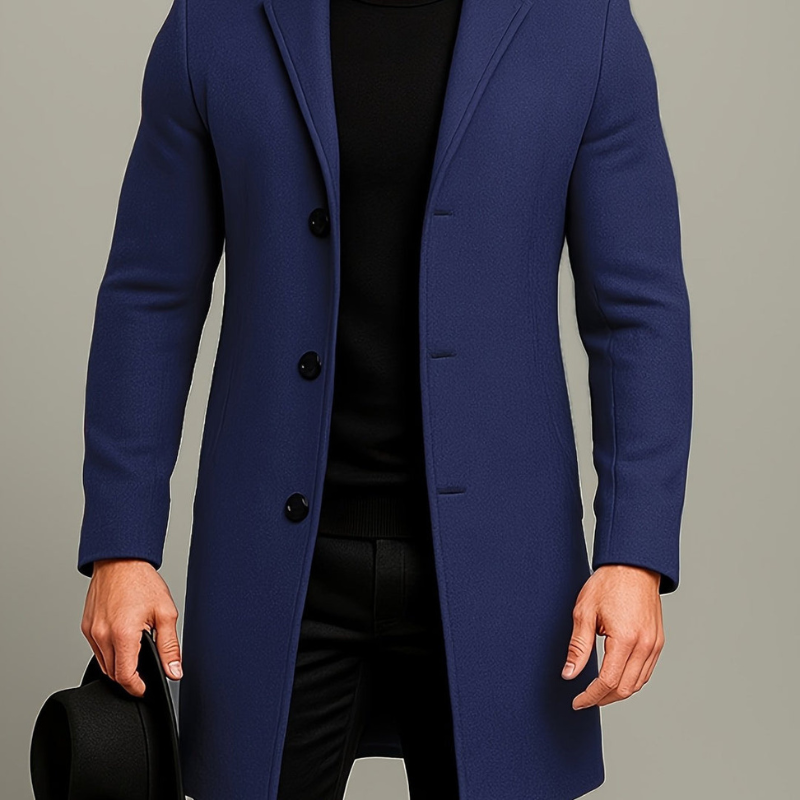 Manteau homme long à boutons – coupe-vent et élégant