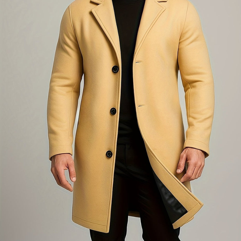 Manteau homme long à boutons – coupe-vent et élégant