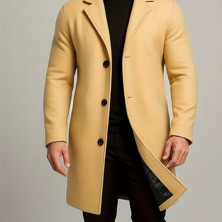 Manteau homme long à boutons – coupe-vent et élégant