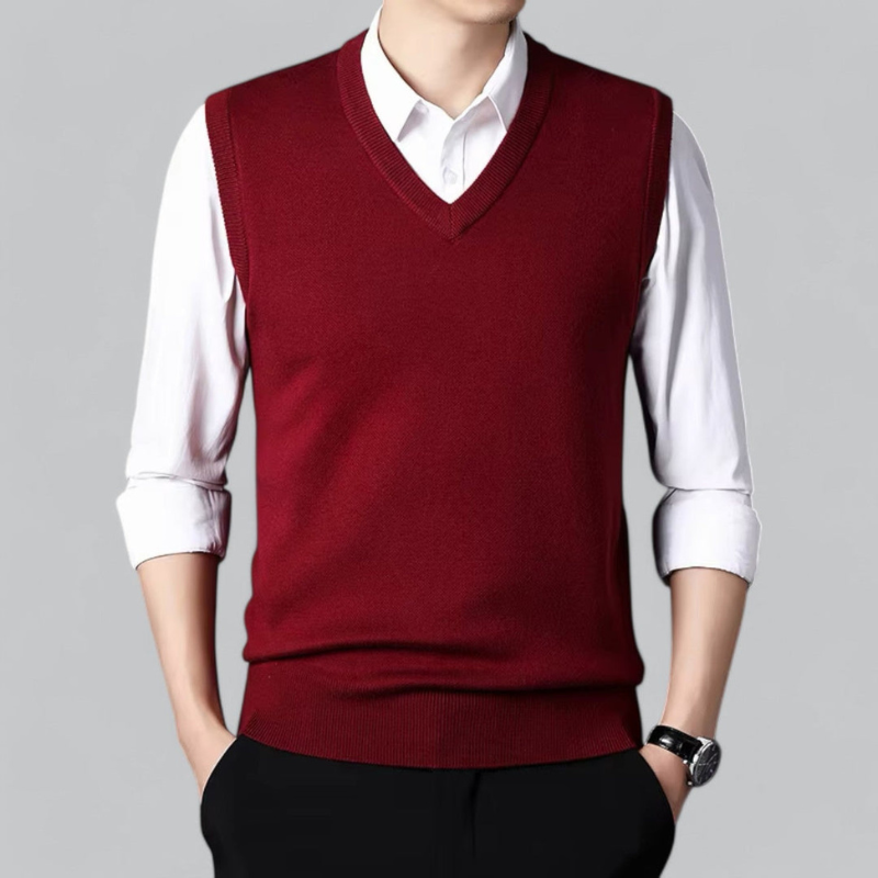 Gilet homme en maille col V – confort classique