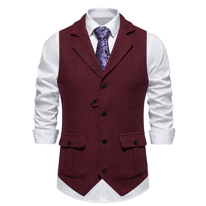 Gilet homme en tissu tissé – style vintage formel