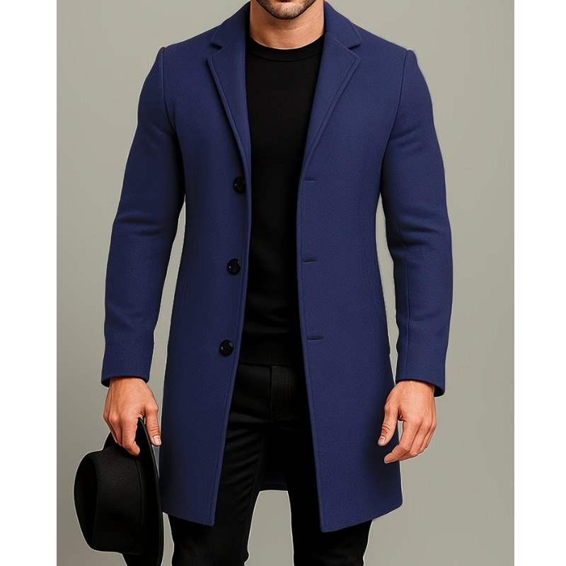 Manteau homme long à boutons – coupe-vent et élégant