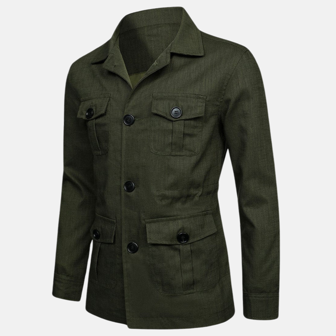 Veste homme en lin multipoches – légère et casual