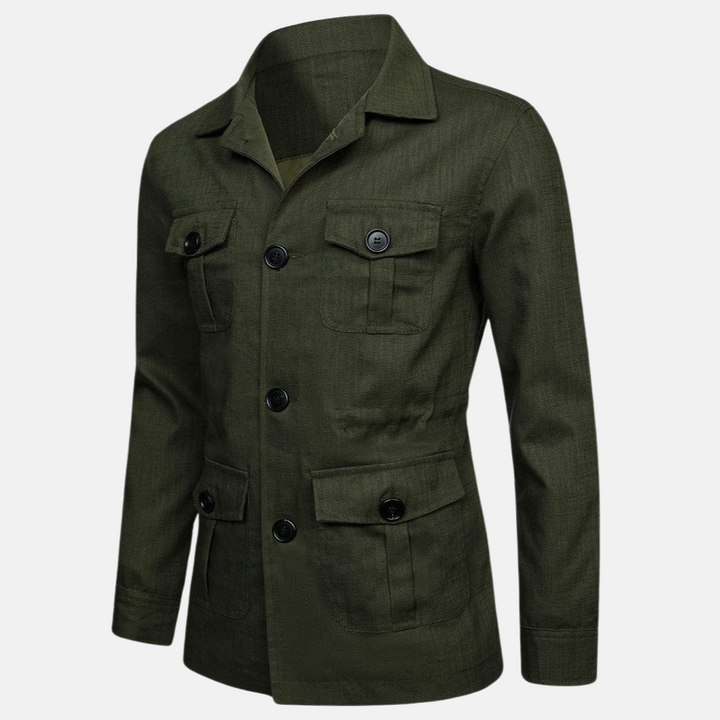 Veste homme en lin multipoches – légère et casual