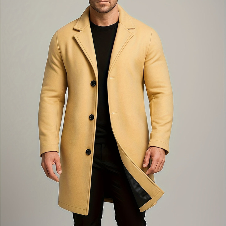 Manteau homme long à boutons – coupe-vent et élégant