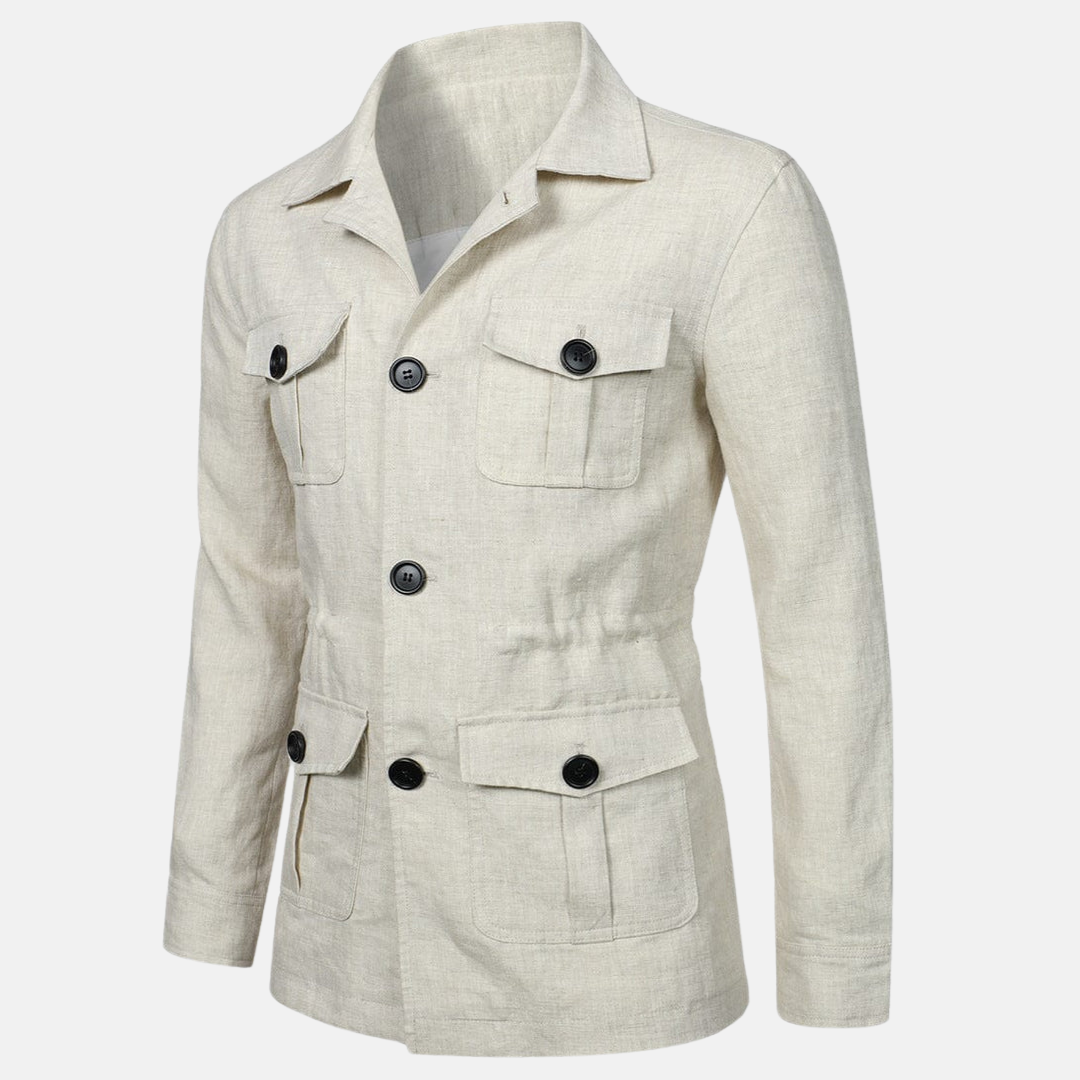 Veste homme en lin multipoches – légère et casual