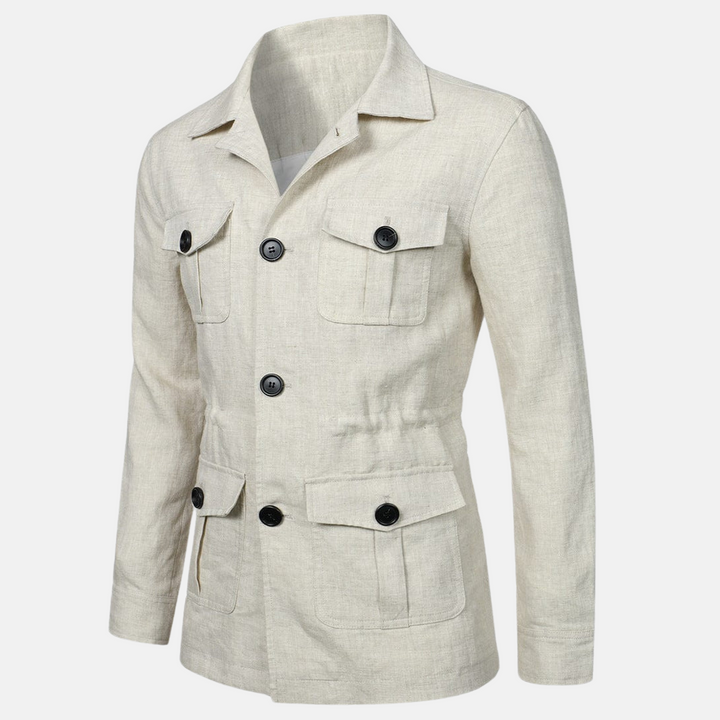 Veste homme en lin multipoches – légère et casual