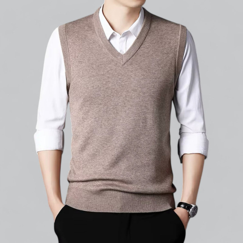 Gilet homme en maille col V – confort classique