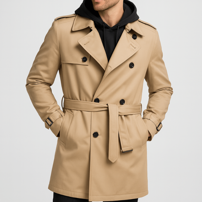 Trench homme double boutonnage – ceinture amovible