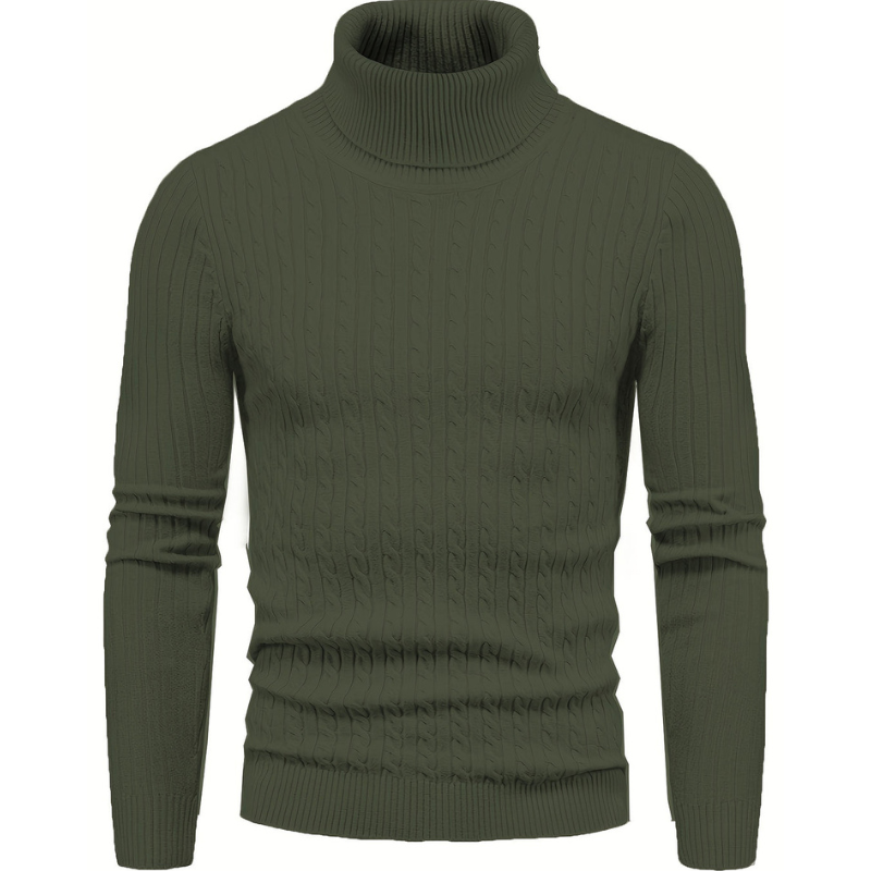 Pull col roulé homme slim fit – maille côtelée chaude