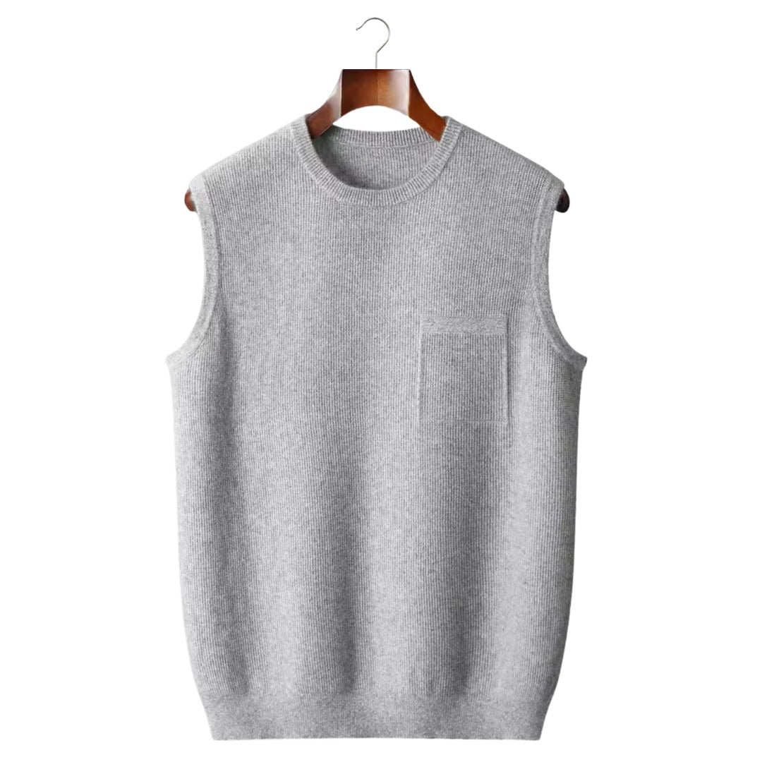 Gilet sans manches homme en laine mérinos – motif jacquard