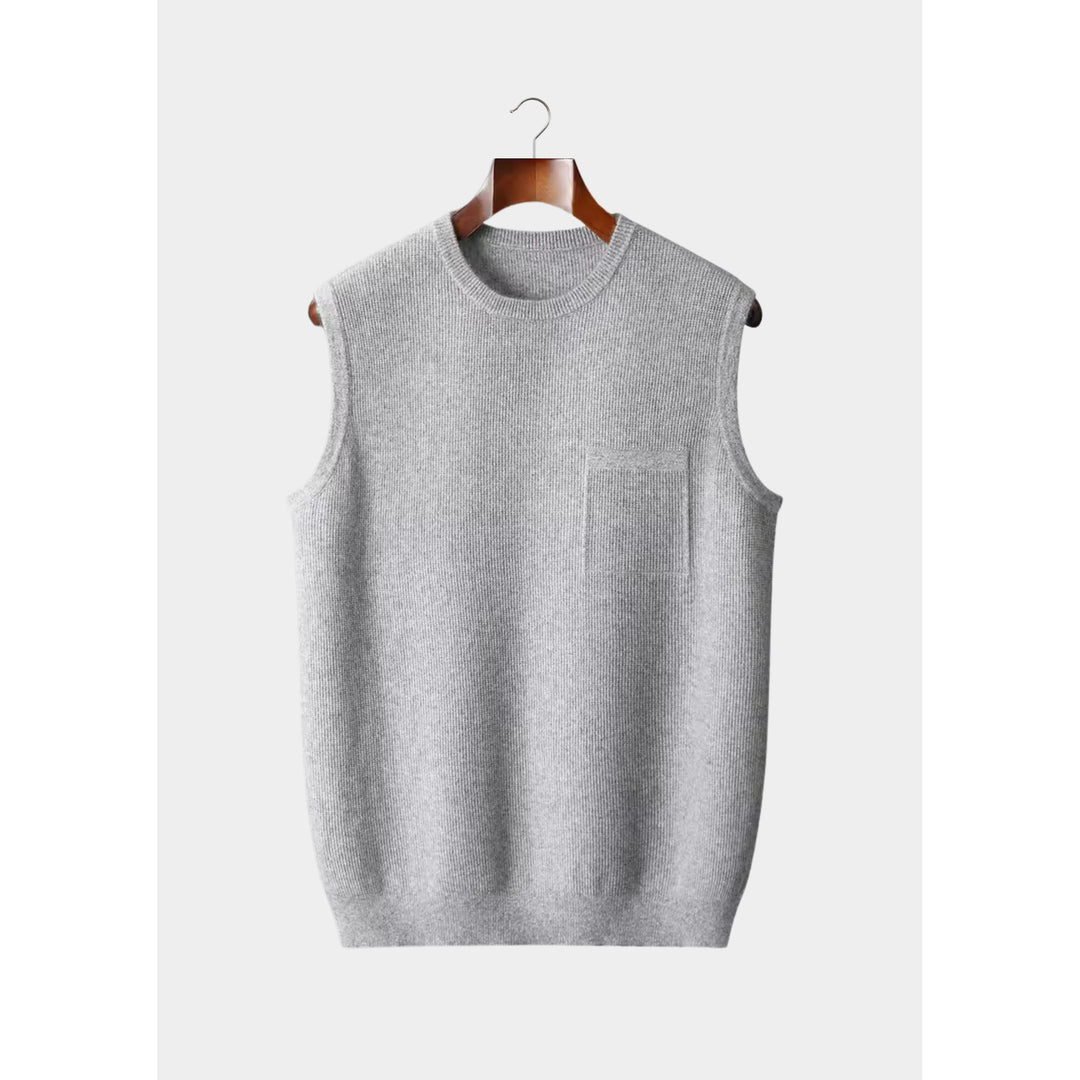 Gilet sans manches homme en laine mérinos – motif jacquard