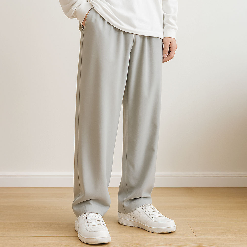Pantalon large homme en tissu doux – taille élastique réglable