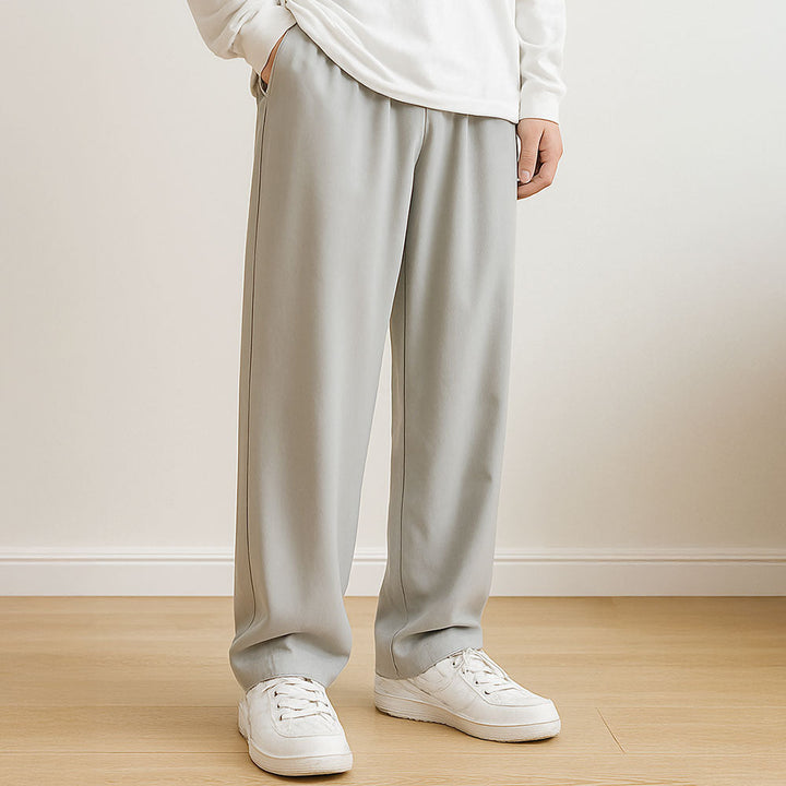 Pantalon large homme en tissu doux – taille élastique réglable