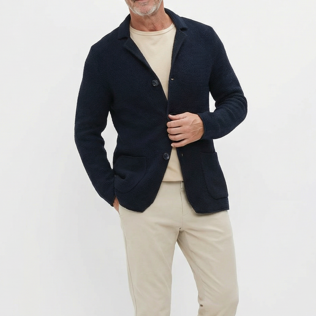 Cardigan homme Lorenzo en maille – col rabattu et boutonnage