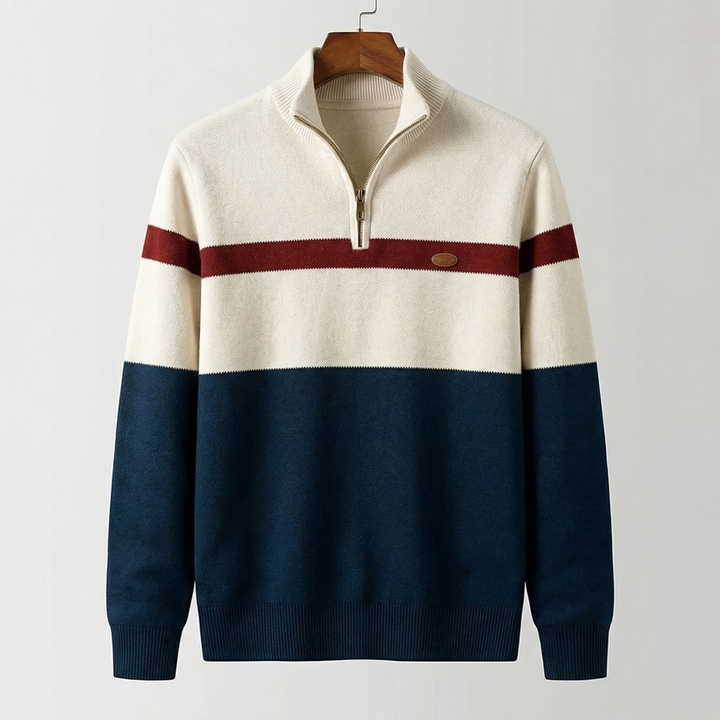Pull homme Elston en coton à col zippé – chaleur sans volume