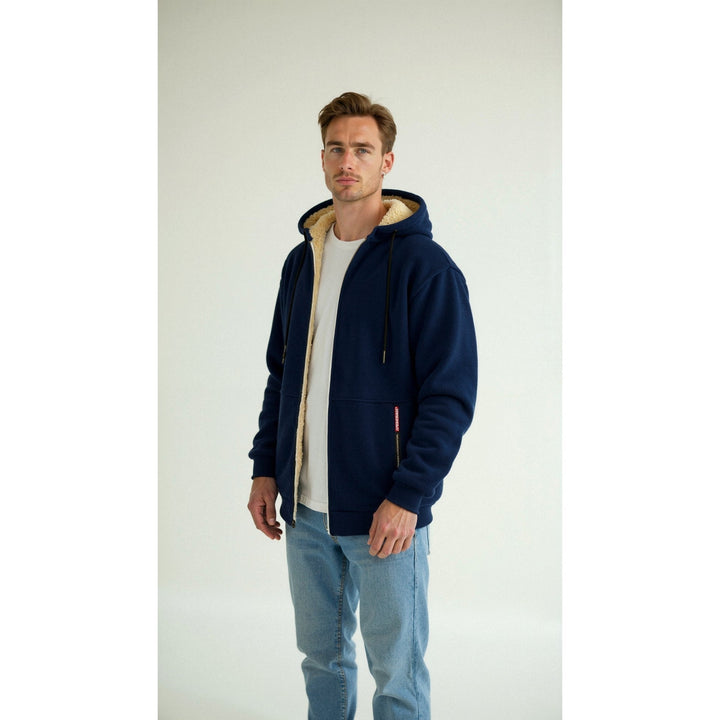 Hoodie homme doublé teddy – chaud, doux et décontracté