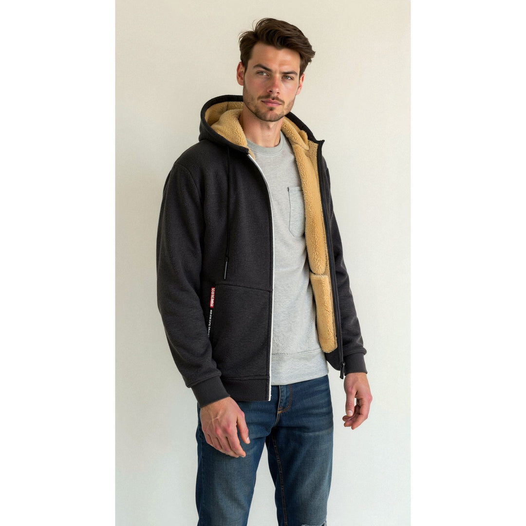 Hoodie homme doublé teddy – chaud, doux et décontracté