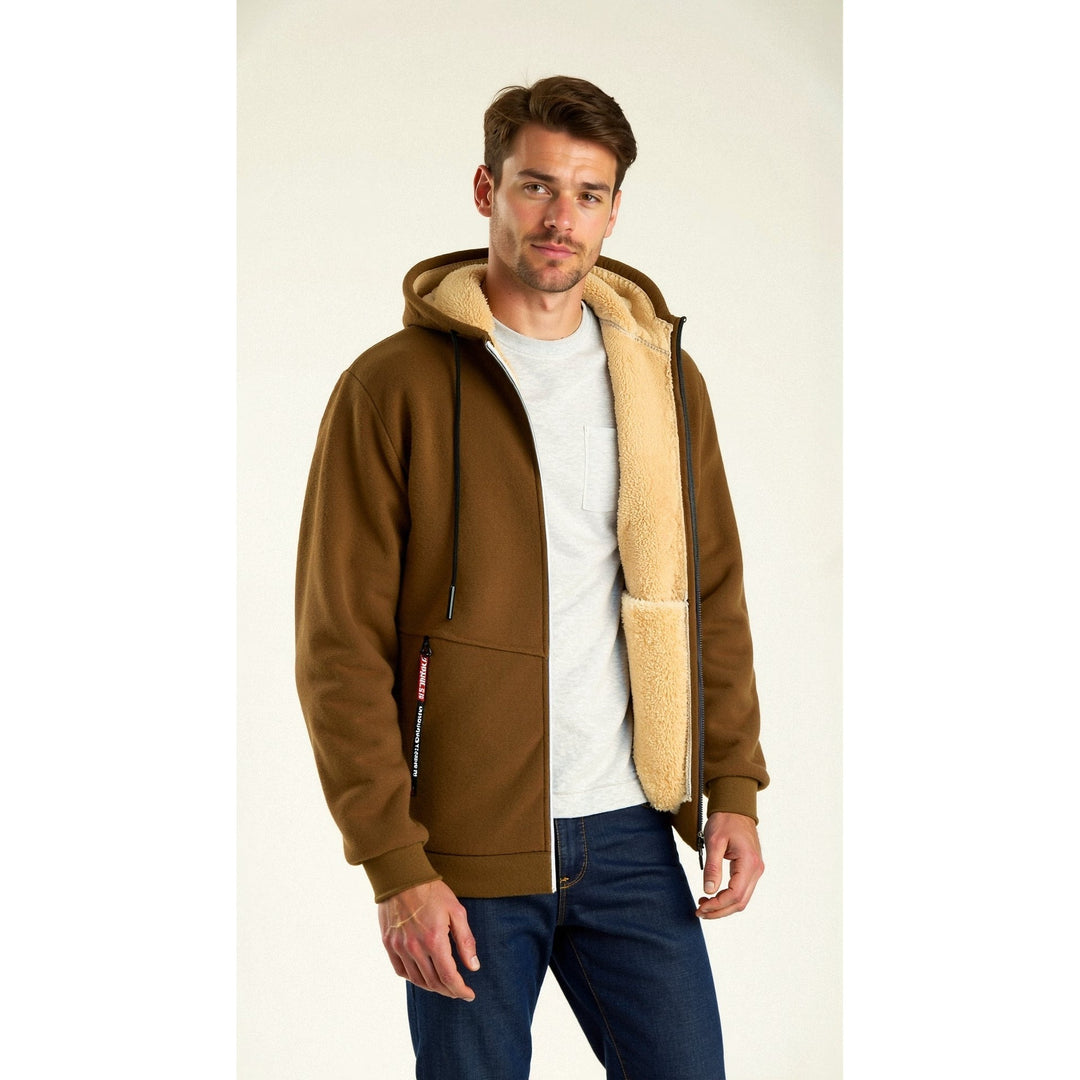 Hoodie homme doublé teddy – chaud, doux et décontracté