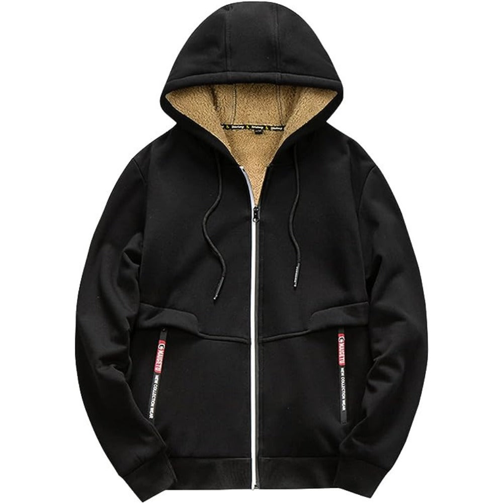 Hoodie homme doublé teddy – chaud, doux et décontracté